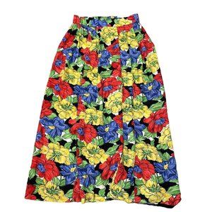 VINTAGE COLORFUL FLORAL MIDI SKIRT SIZE‎ 10 | U1